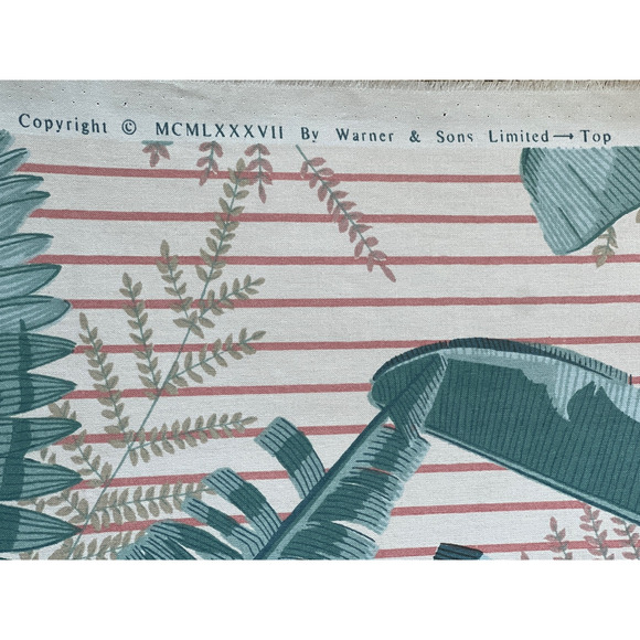 Vtg Warner & Sons Upholstery Fabric Remnant 30x56" Brisbane Palms Large Scale - Picture 8 of 10